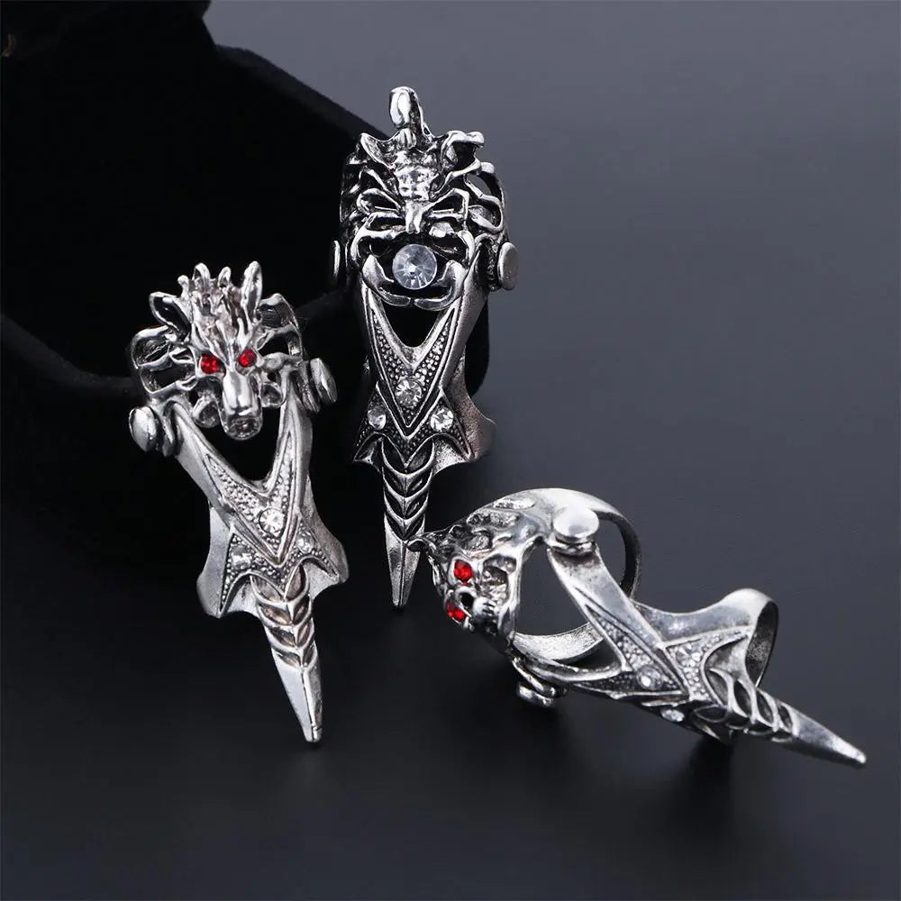Hip Hop Punk Adjustable Finger Ring Skull Claw Ring Male Female Korean Style Ring Dragon Ring Knuckle Ring Fashion Jewelry