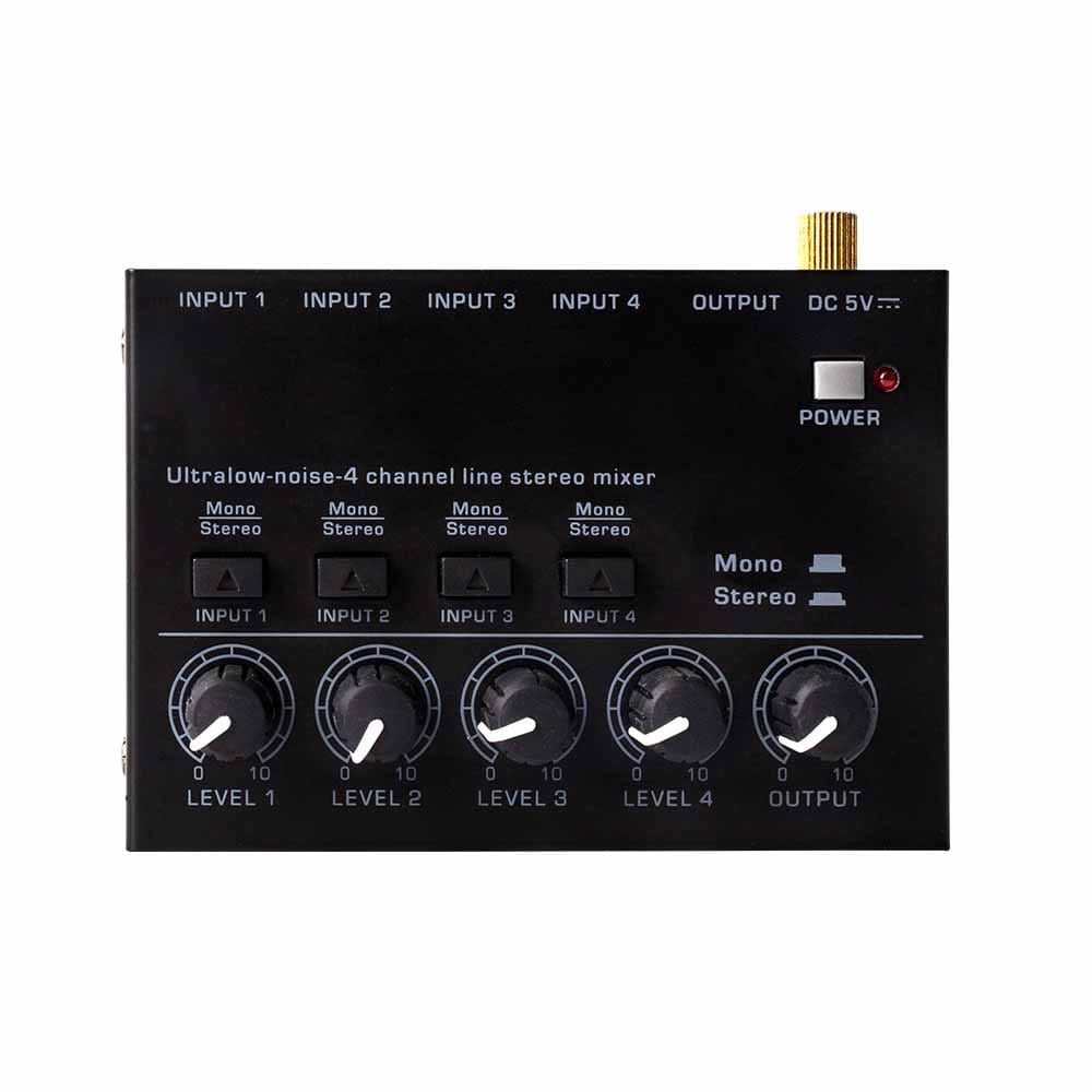 MAX400 Audio Mixer Mini Stereo Mixer Ultralow Noise 4 Channels Mixers Mixing Console DC5V for Electric Guitar Drum Piano