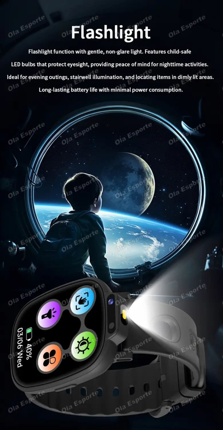 Kids Smartwatch HD Camera Video Recording Study Cards Flashlight 18 Games Calculator Customize Watch Face Birthday Gift Boy Girl