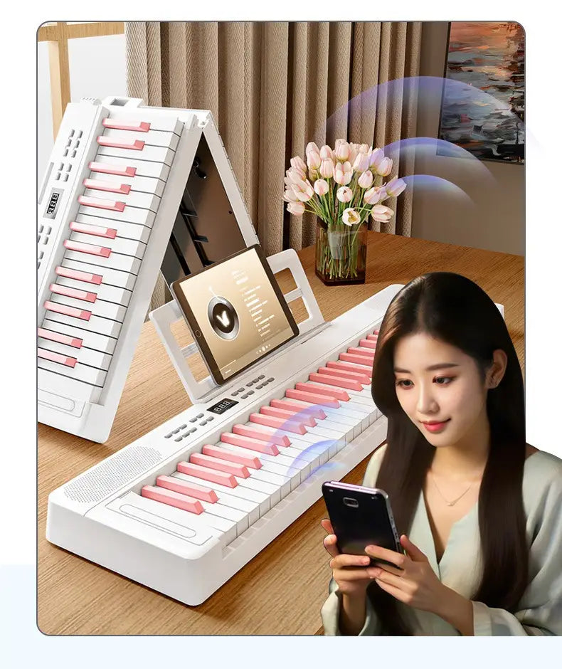 Folding Piano 61 Keys Electronic Piano Portable Children’s Musical Pianos Professional Music Keyboard Beginners Midi Control