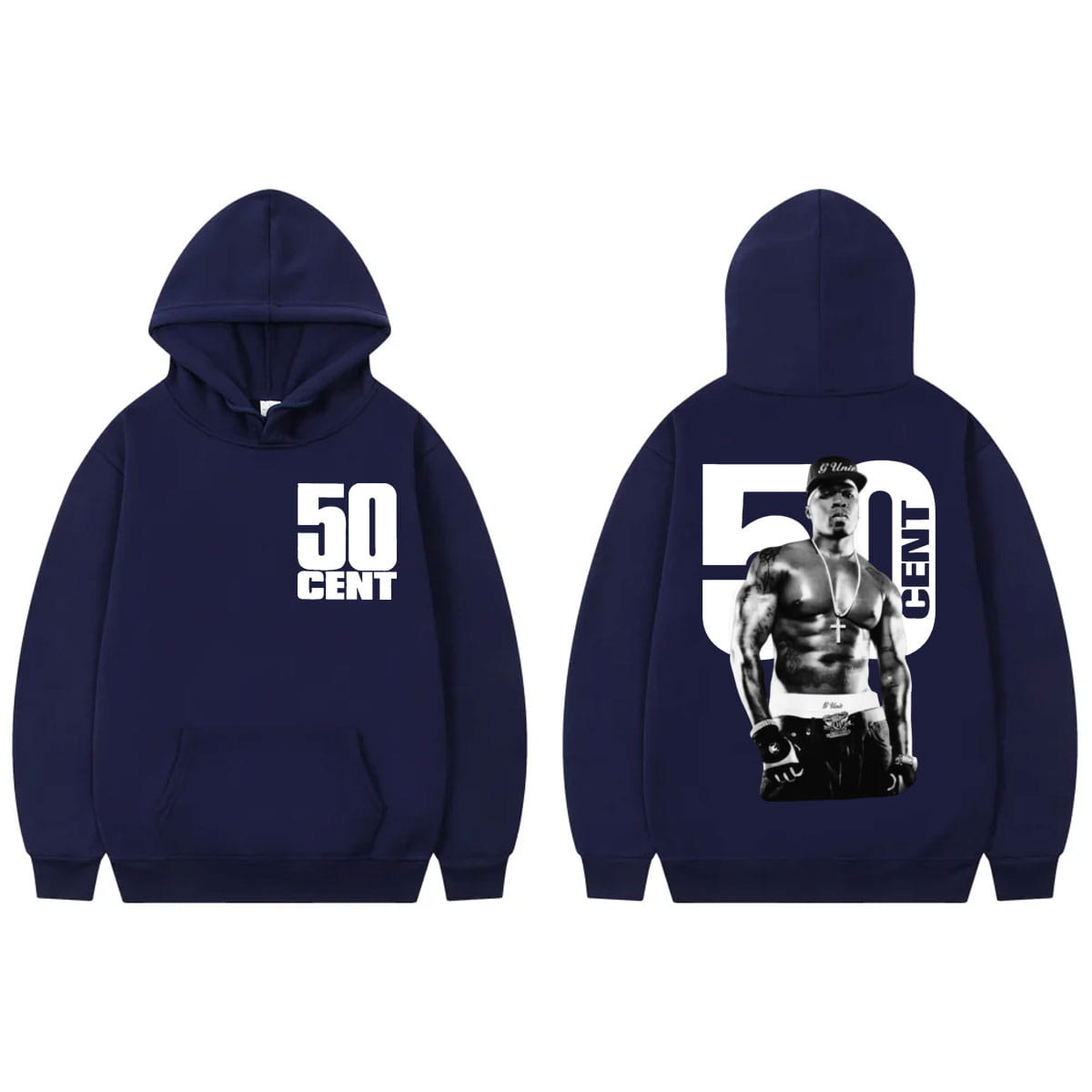 Rapper 50 Cent Double Sided Print Hoodie Men Women Hip Hop Vintage Hooded Sweatshirts High Quality Fashion Oversized Pullovers