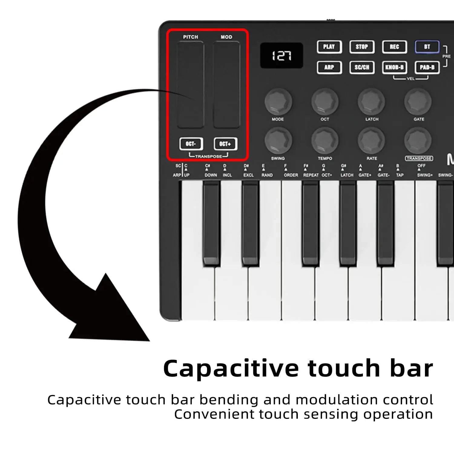 M-VAVE SMK-25 MIDI Keyboard Controller With 25 Velocity Sensitive Keys 8 Backlit Drum Pads Wireless Piano Keyboard
