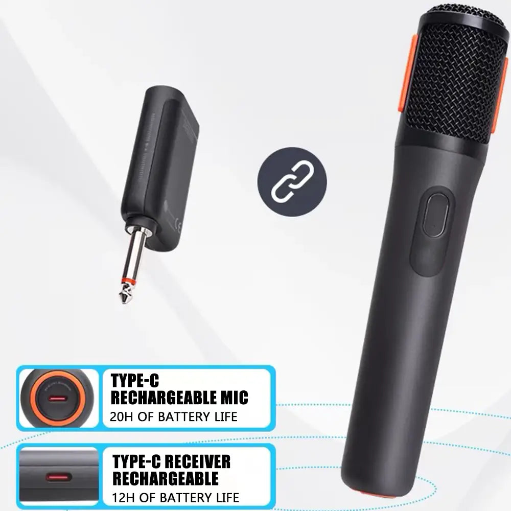 Wireless Microphone UHF 2-Channel Karaoke System with Rechargeable Receiver Wireless Handheld Microphone Suitable for Parties