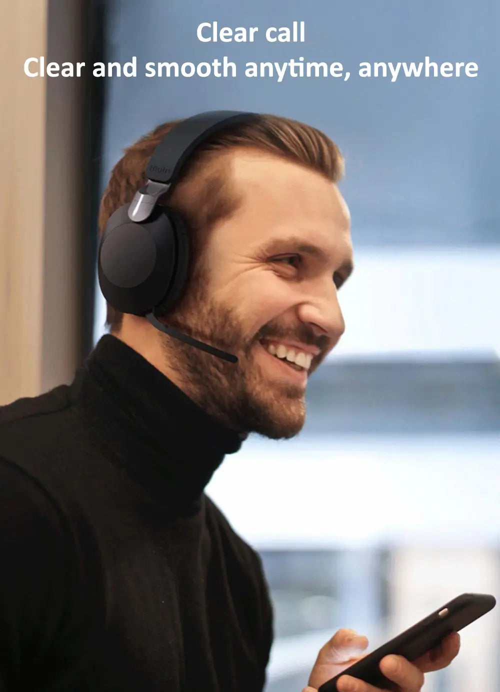 Wireless Bluetooth-Compatible Headset Eearphone with Mic Hands-free HIFI Stereo BT5.1 Over-Ear Headphone for Call and Music