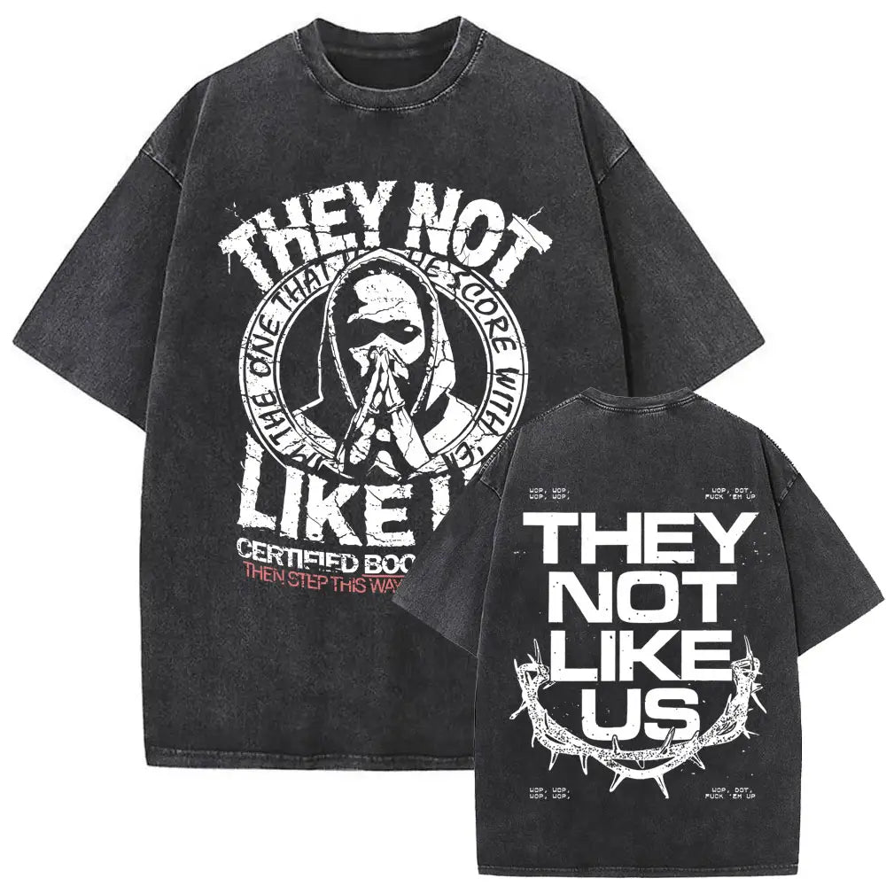 Limited Rapper Kendrick Lamar They Not Like Us Washed Vintage T-shirt Summer Men Women Hip Hop Oversized Street Crewneck T Shirt