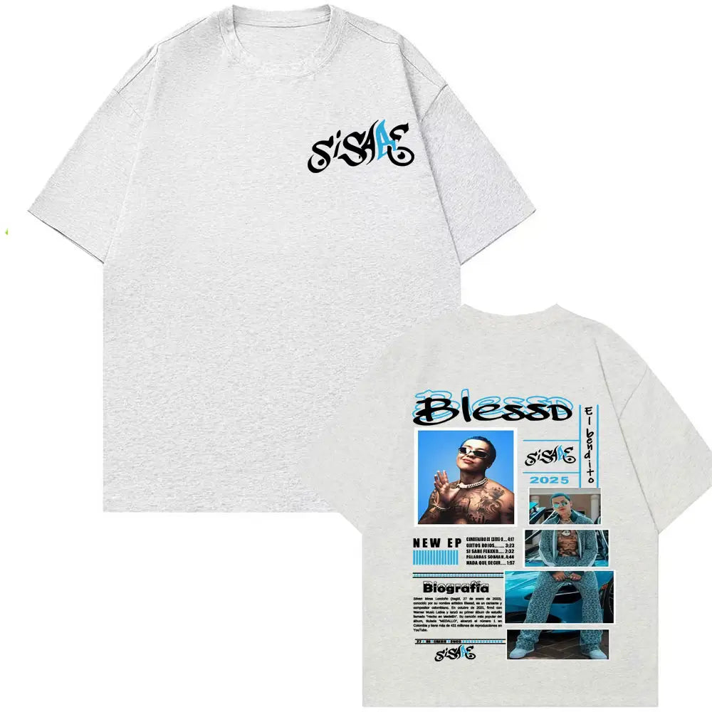 Rapper Blessd Sisabe Album Tour 2025 Merch T Shirts Men Women Fashion Hip Hop Retro T Shirt Summer Tops O-Neck Oversized T-shirt