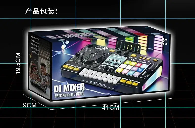 Kids DJ Controller Music Toy Mixer with Microphone LED Light Electronic Music Game DJ Turntable for Children Birthday Gifts