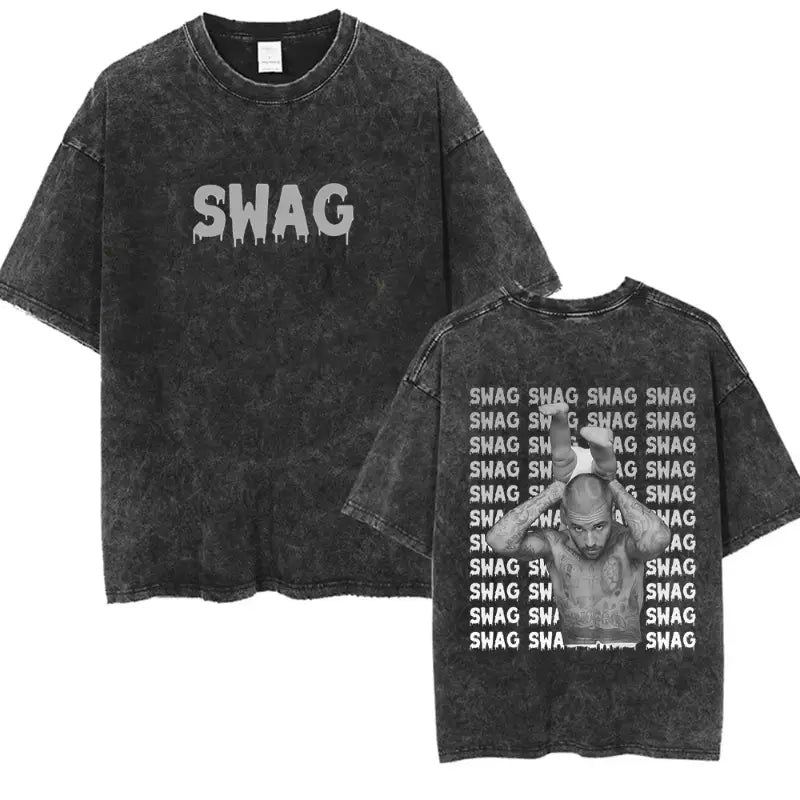 Rapper Justin Bieber SWAG Album 2025 Vintage Washed Graphic T-Shirt Woman’s Hip Hop Loose Fashion Short Sleeve Streetwear