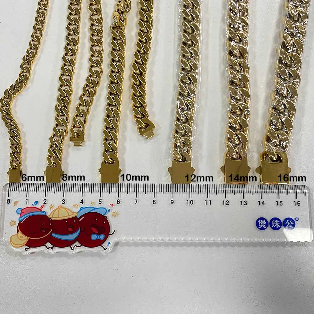 Wholesale Hip Hop Jewelry Stainless Steel Men Flat 4 Side Curb Cuban Link Chain Necklace For Men Drop Shipping