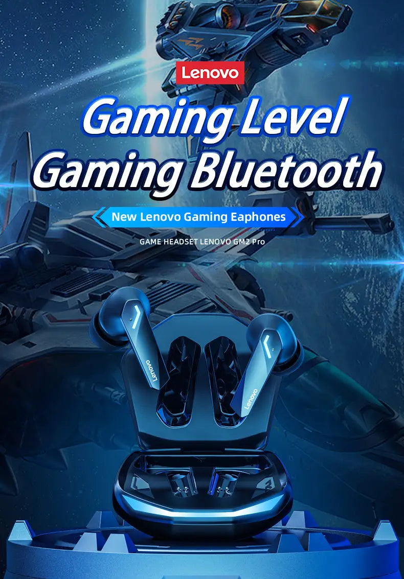 Lenovo GM2 Pro Headphones Wireless Bluetooth 5.3 Earphone Dual Mode HD Call with Mic Gaming Music Headset Waterproof Earbuds