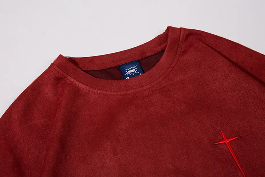 Hip Hop Suede T Shirts Letter Embroidery Oversized Harajuku Streetwear Tshirts 2023 Men Summer Loose Casual Tee Shirt Tops