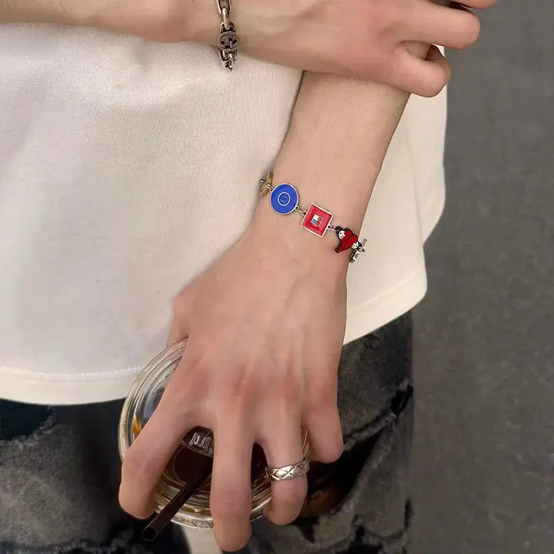 Art Album Bracelets Kawaii Kanyeing Dropouted Bear Vintage Hip Hop Metal Cuff Bangles Jewelrys Men Women Fashion Trendy Chains