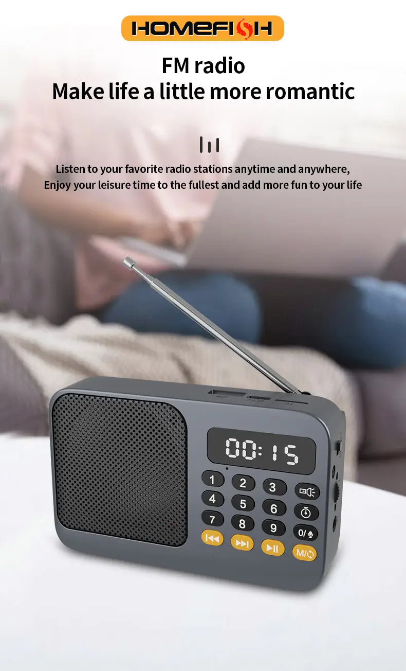Handheld Rechargeable Digital FM USB TF MP3 Player Portable Radio Music Player Speaker Devices Supplies With LED Display Radio
