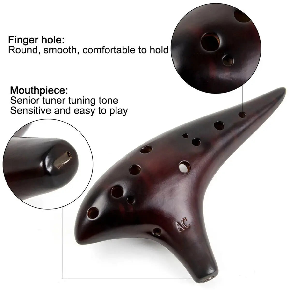 Miwayer Ocarina12 Tones Alto C High Quality Ocarina Classic Flute Musical Instrument Good Gift for Beginners Chinese Tao