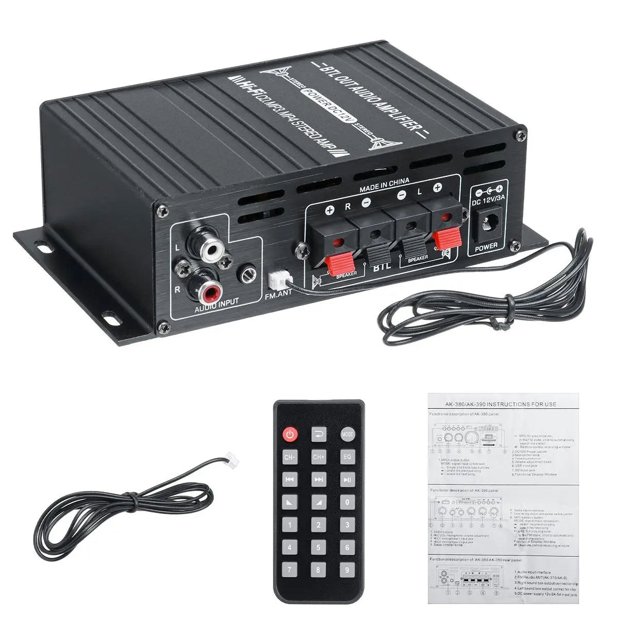 AK35 800W Home Power Amplifiers 2 Channel Bluetooth 5.0 Surround Sound FM USB Remote Control Mini HIFI Digital Amplifier Stereo