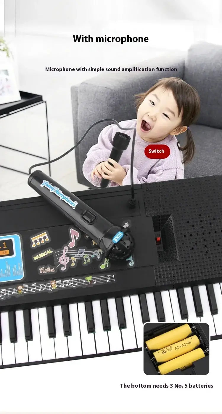 Children’s Electronic Keyboard Piano 37/61 Keys with Microphone Beginner Musical Instrument Educational Toy Gift for Kids