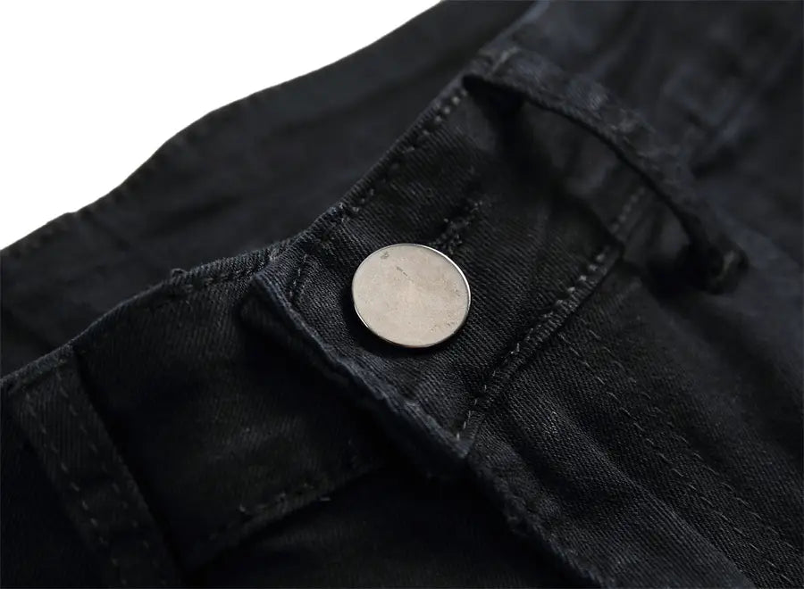 2026 New Men’s Casual Jeans Trendy Red Hip Hop Holes Slim Denim Pants Ripped Trousers Versatile Stretch Distressed Pants Male