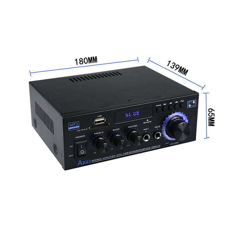 AK45 800W Home Digital Amplifiers Audio Bass Audio Power Bluetooth Amplifier Hifi FM Music Subwoofer Speakers USB SD Mic Input