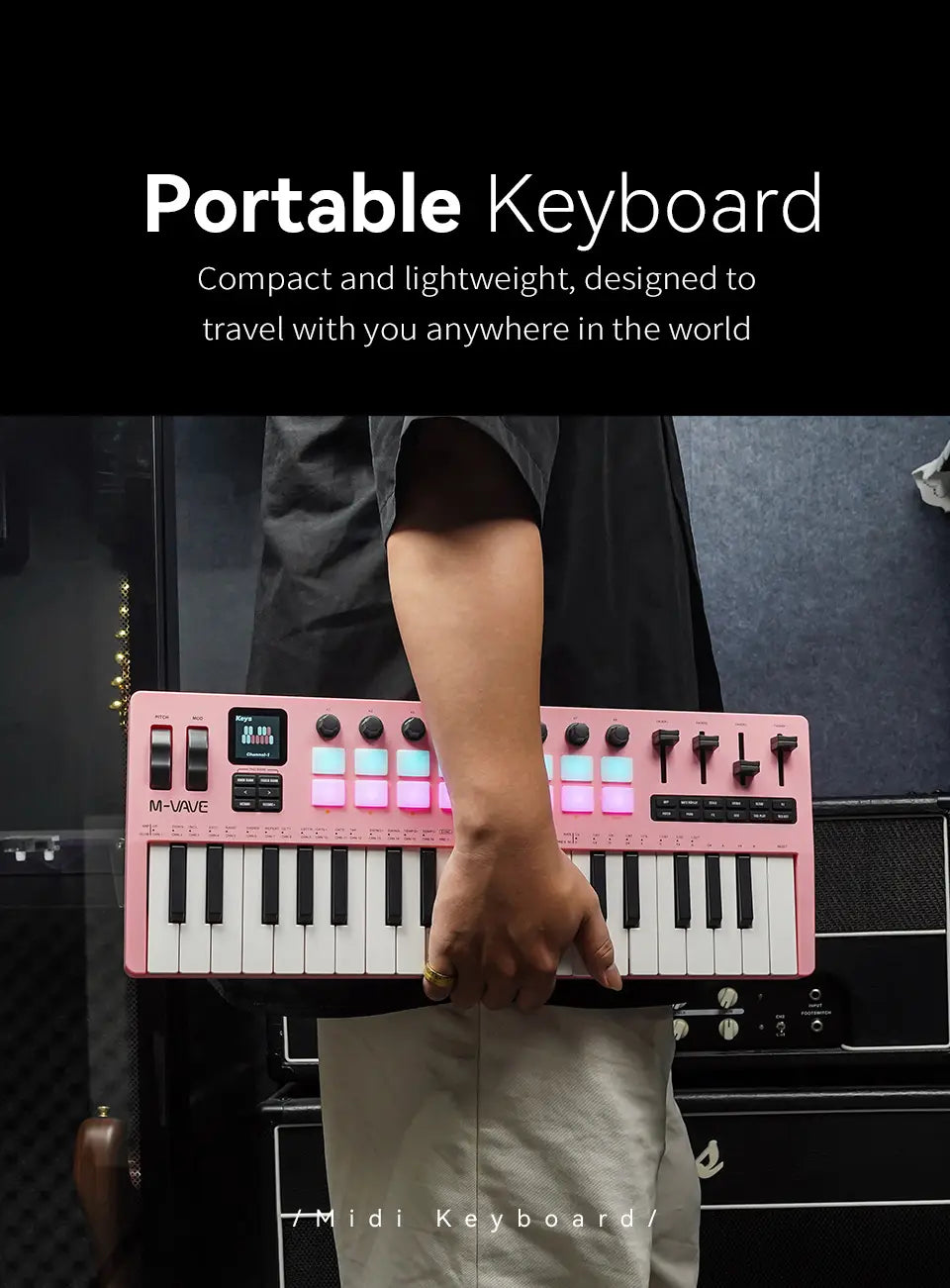 M-VAVE SMK-37 PRO Keyboard MIDI Controller USB | 16 RGB Pads And 8 Knobs Supports Software Operation for Windows Mac iOS Android