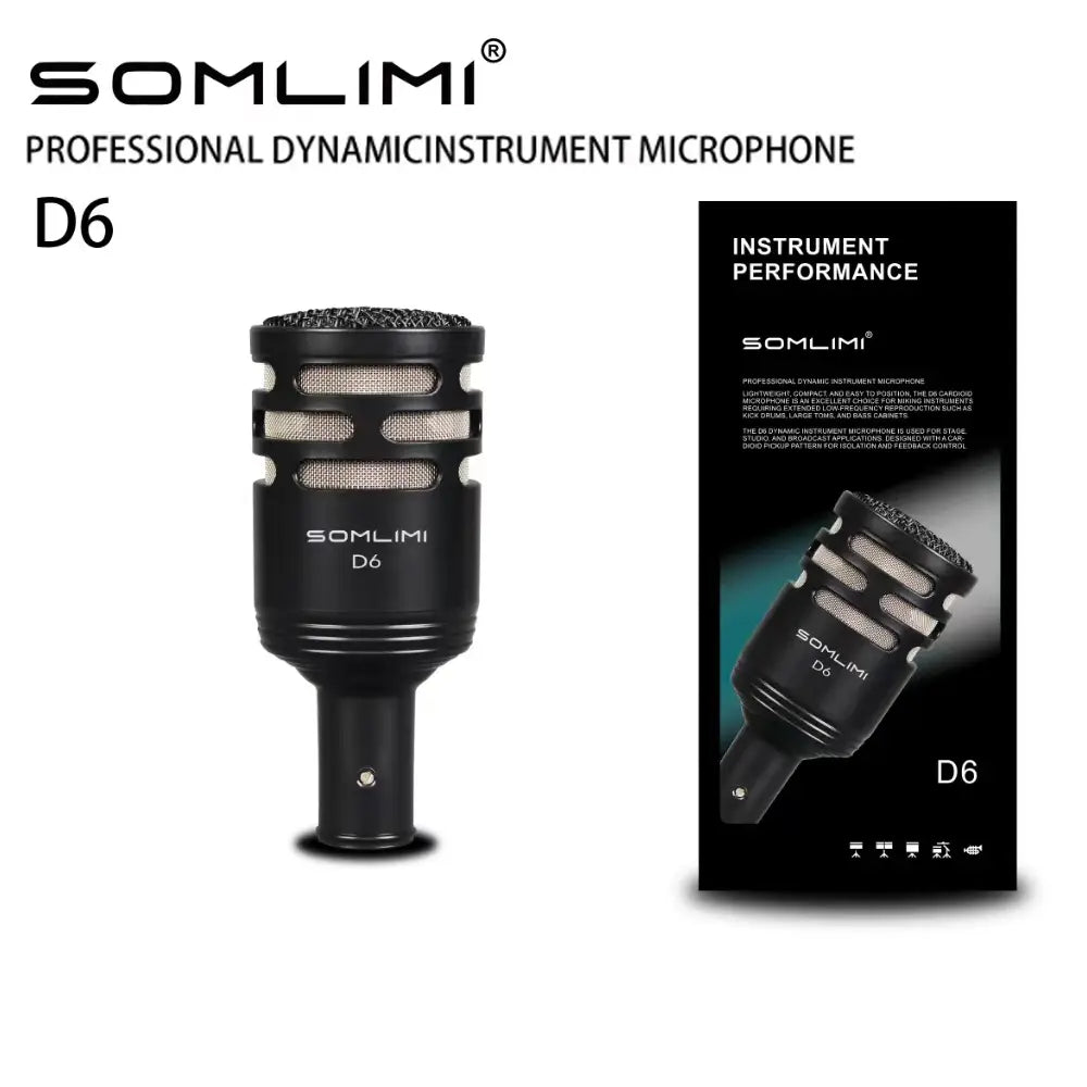 SOMLIMI D6 Drum Microphone Instrument Kick Drum Bass Microphone Dynamic Microphone Bass Snare Kick Mic Kick-out Big Bass