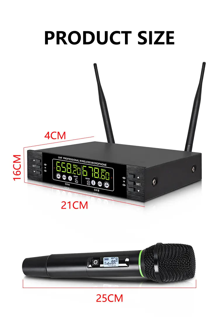 Professional wireless microphone 2 channels charging handheld home karaoke KTV performance singing microphone
