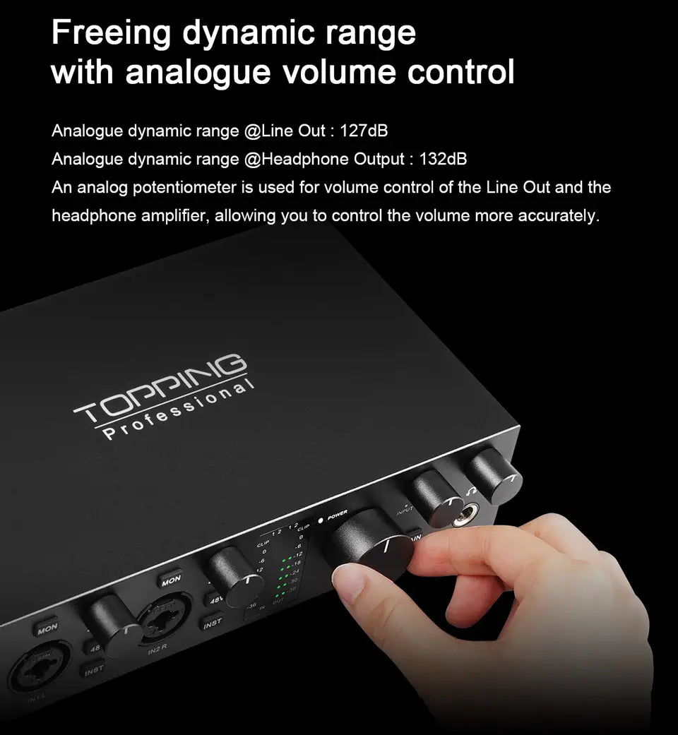 NEW TOPPING E2x2 OTG Professional audio interface 2 in 2 out sound card 8 DAW and 6 LoopBack channels SPDIF output expansion