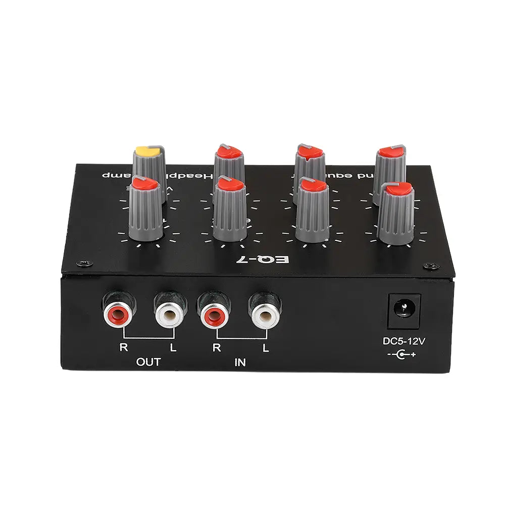 DC5-12V EQ-7 Audio Signal Preamplifier 7 Band Equalizer Adjust High School Bass Sound Phone Computer Headphone Amplifier