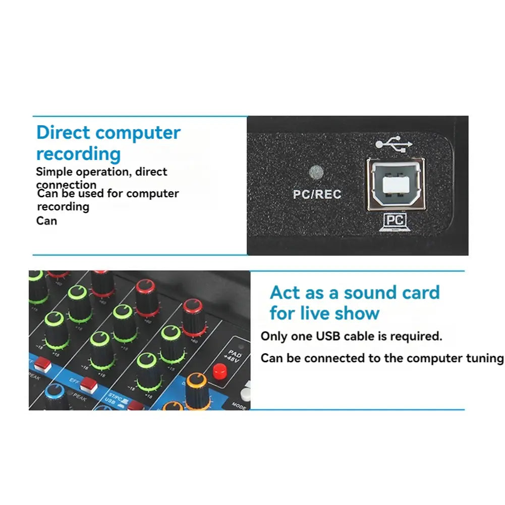 A5 Live Sound Card Mixing Console Mixer For Live Streaming DJ Audio Equipment Professional Audio 5Channel Sound Mixer