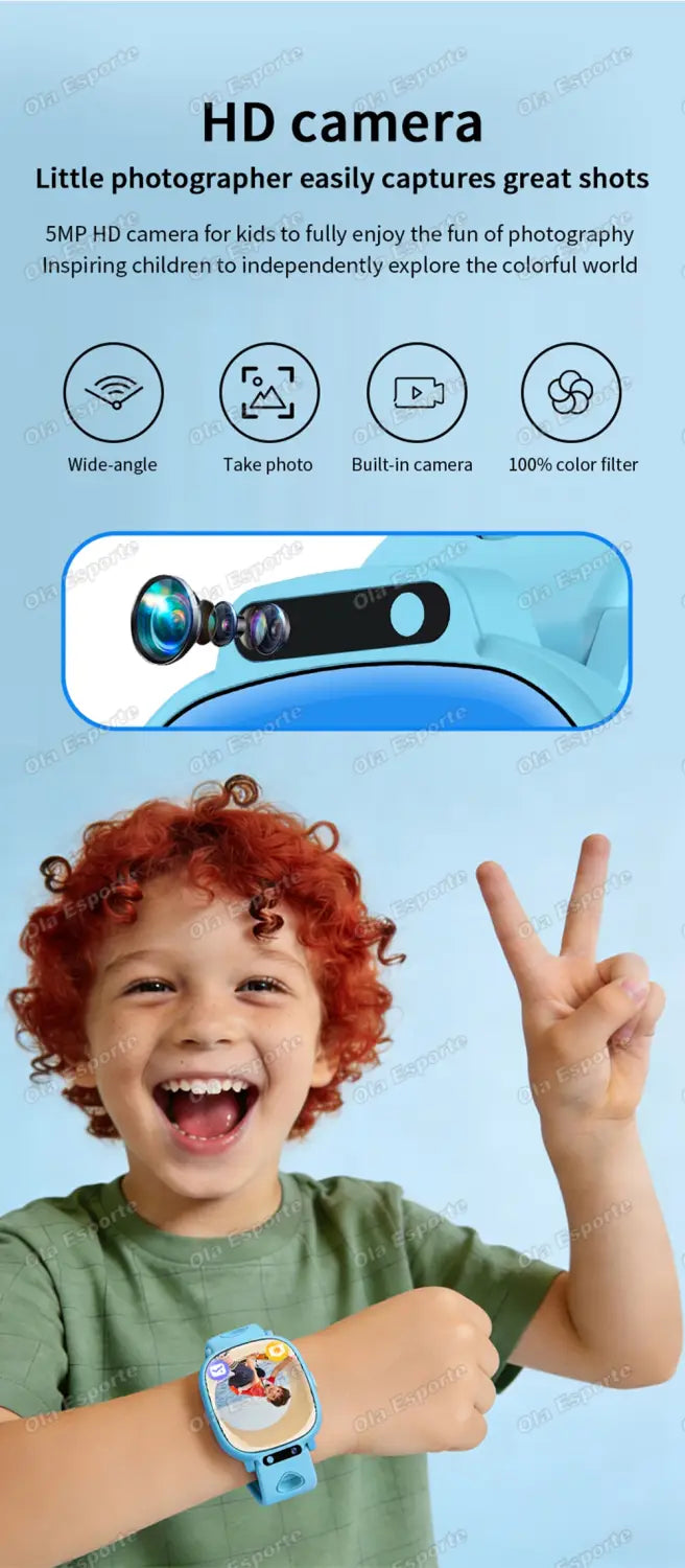 Kids Smartwatch HD Camera Video Recording Study Cards Flashlight 18 Games Calculator Customize Watch Face Birthday Gift Boy Girl