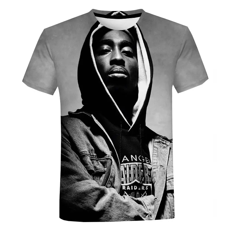 Rapper 2PAC Hip Hop Oversized T-shirt for Men Summer Casual Fashion Harajuku Street Round Neck Tops Short Sleeves T Shirt