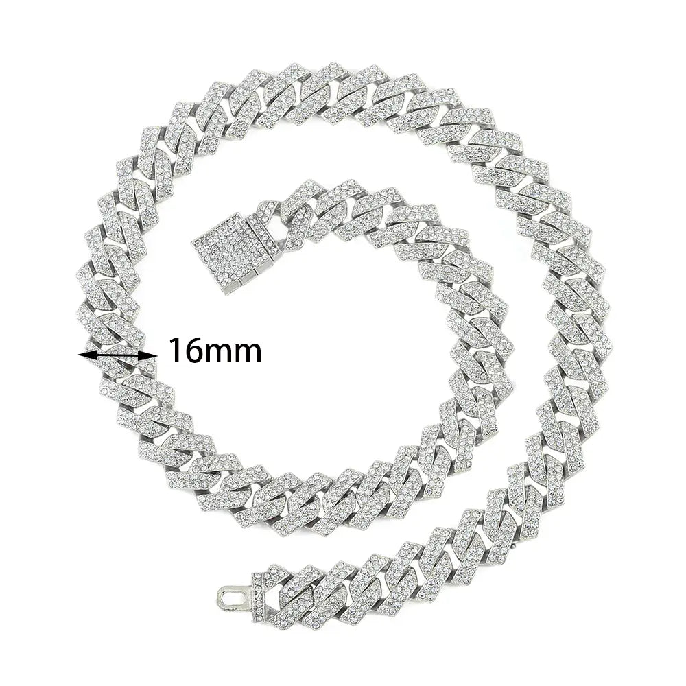 Exquisite Necklace + Watch + Bracelet Hip Hop Rapper Cuban Chain Gold Color Iced Out Paved Rhinestone Men African Jewelry Set New