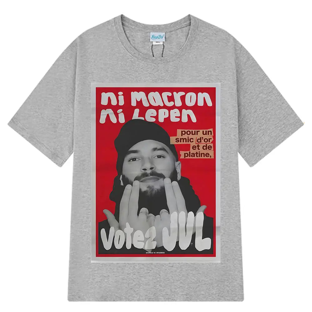 French Rapper Vote JUL Fashion Graphics T-shirts Men Women Hip-hop T-shirt Short-sleeved Casual Oversized T Shirt Streetwear