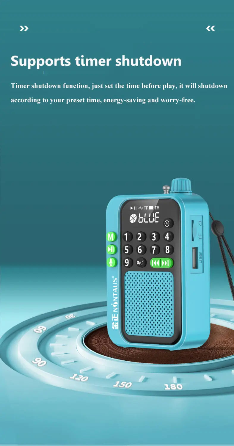 Mini Portable FM Radio Best Reception Radios 5W Wireless Bluetooth Speaker TF Card U Disk Music MP3 Player Support HD Rcording