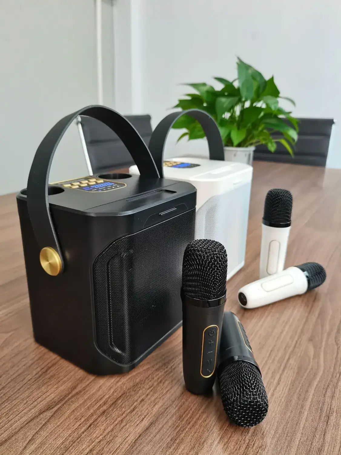 360 Stereo Surround Karaoke With Dual Microphone High Power Bluetooth Speaker Boombox Portable Waterproof Wireless Subwoofer