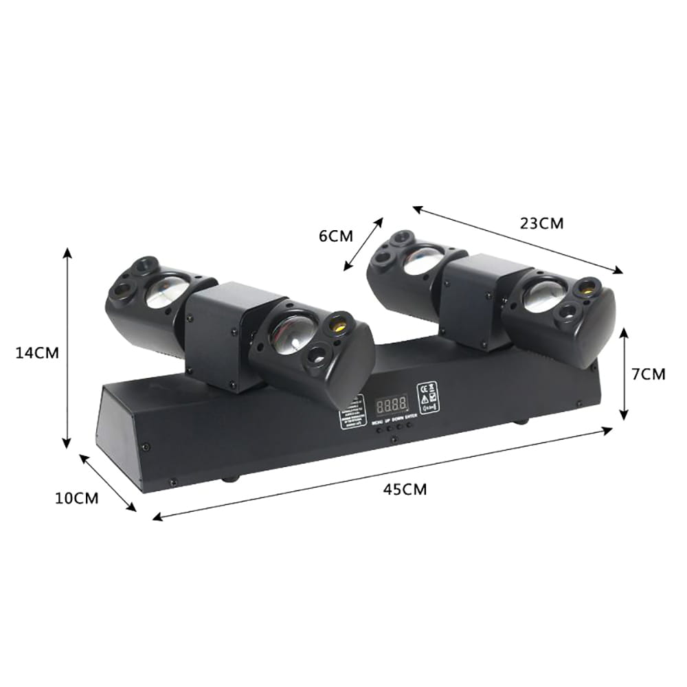 80W LED Moving Head Beam Lights Remote Control Dual-Head Disco Party RGBW DMX512 DJ Equipment Stage Lighting For Event Club Xmas