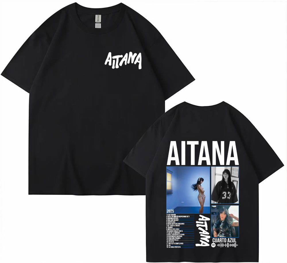 Singer Aitana Cuarto Azul Tour Graphics T Shirts Men Women Harajuku Fashion Aesthetic Short Sleeve T-shirt 100% Cotton Tee Shirt