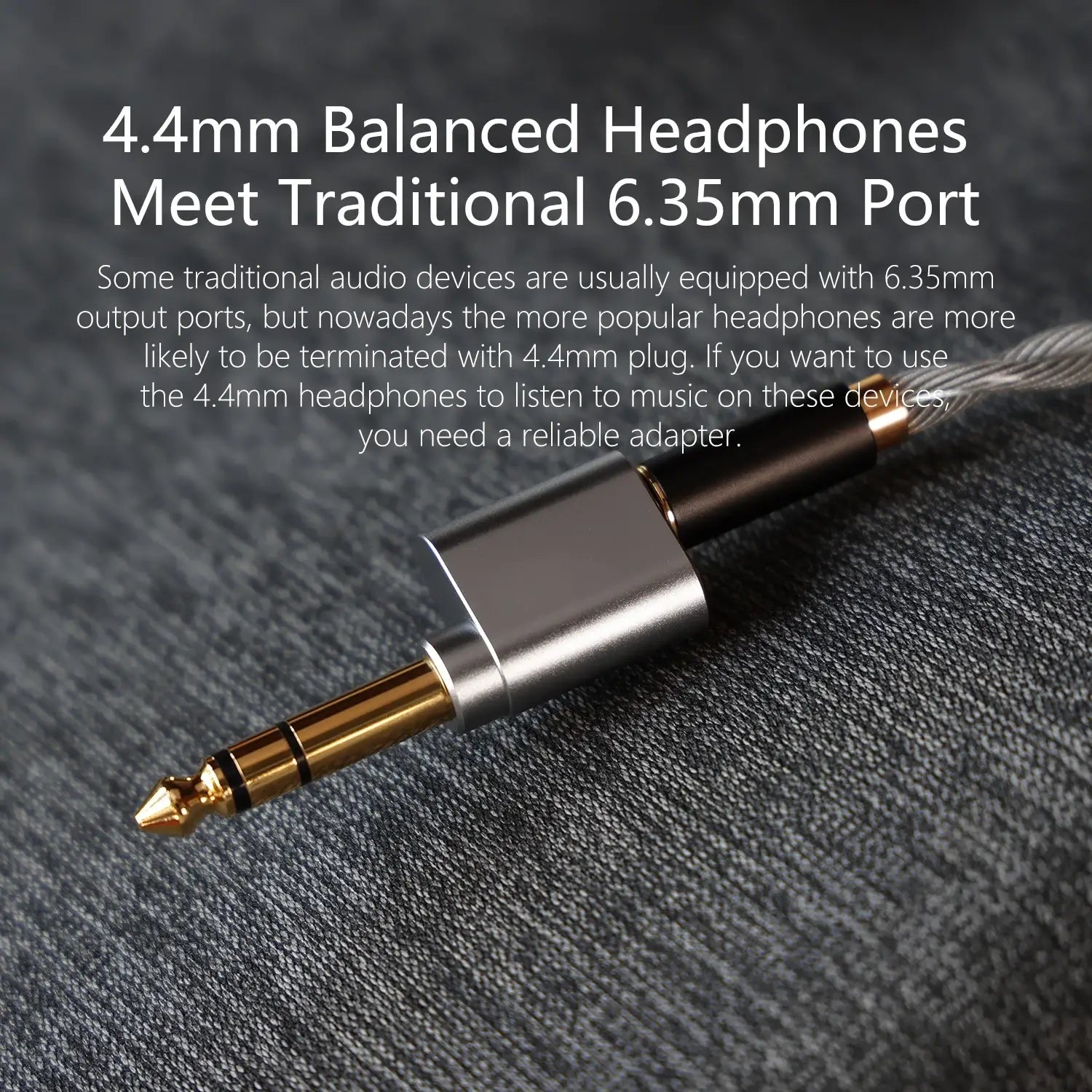 DD ddHiFi DJ65B(AL) Audio Adapter 6.35mm Male to 4.4mm Female for Desktop Amplifier Devices with 6.35mm Output Port