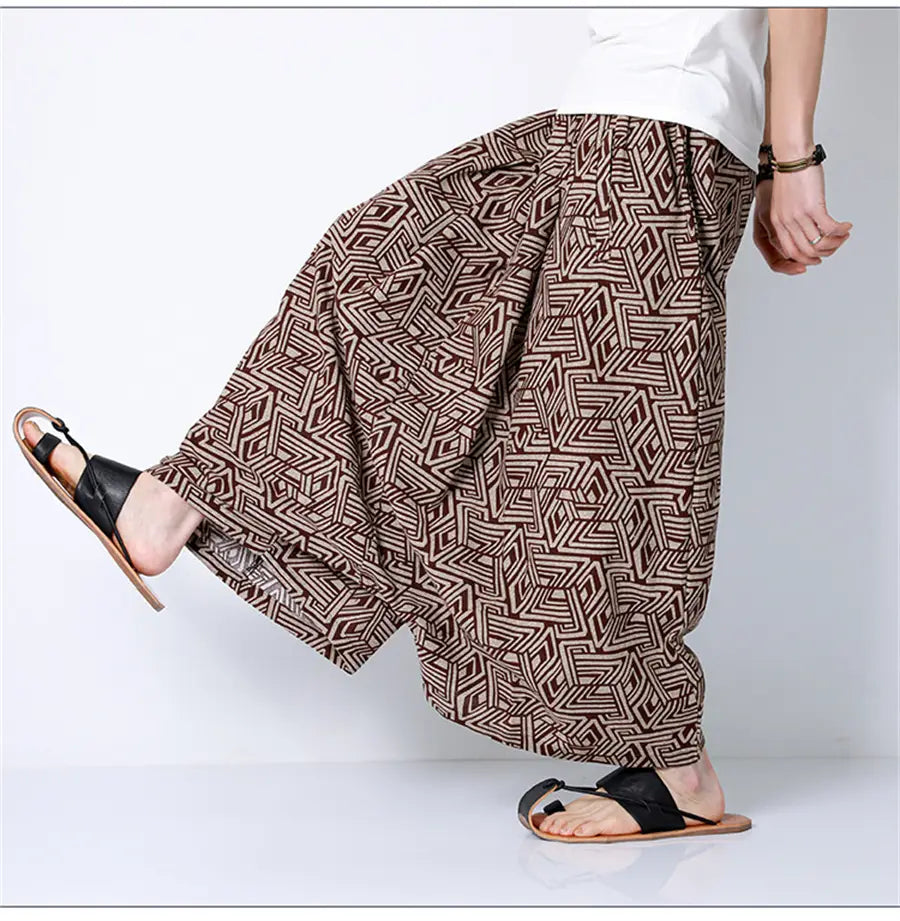 Hip Hop Trend Men Harem Pants Casual Loose Streetwear Retro Printed Joggers Wide Leg Pants Men’s Sweatpants Trousers Oversize