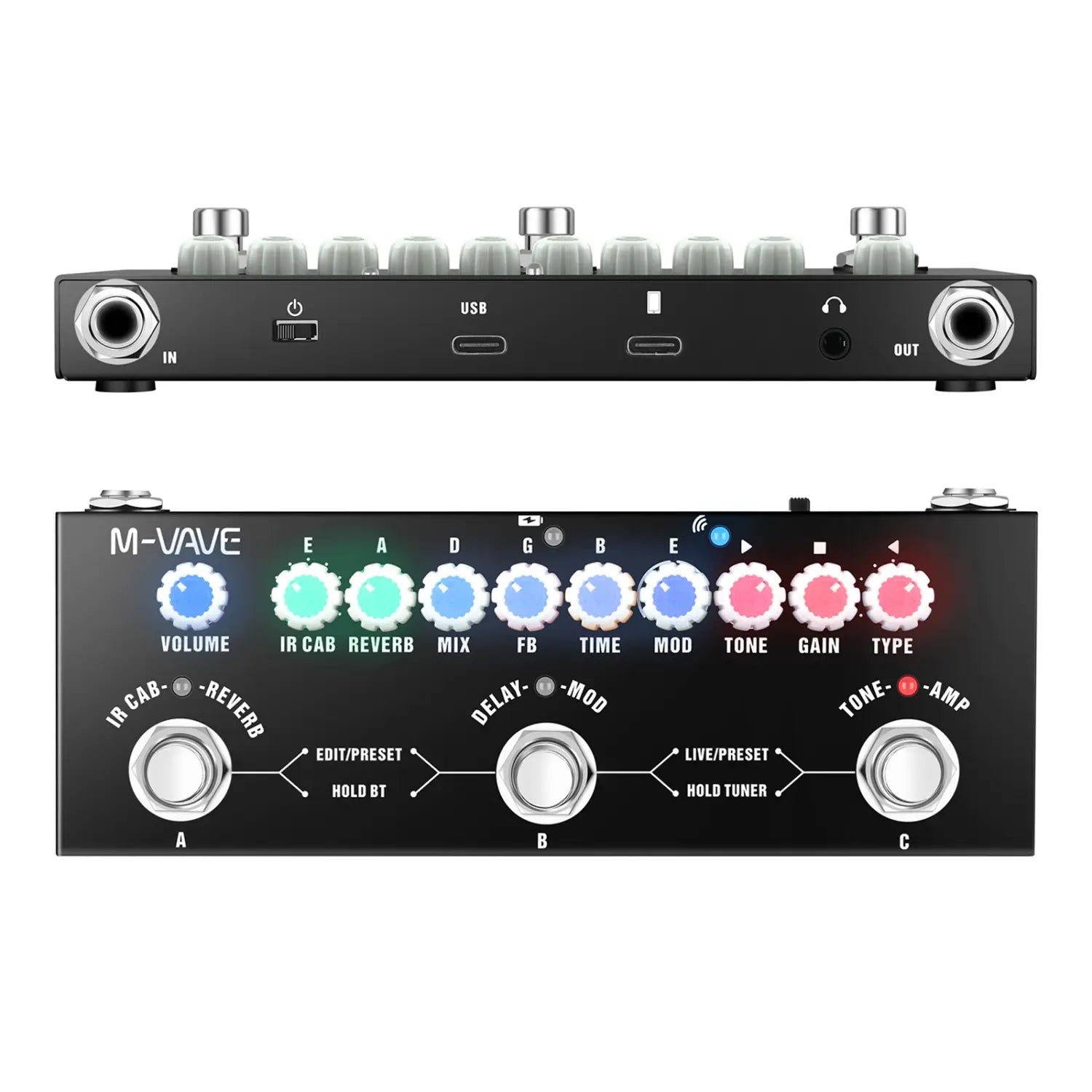M-VAVE CUBE BABY Multi-Effects Pedal Electric Guitar Combined Effect Pedal with Wireless Music Playback Phone Recording Audio
