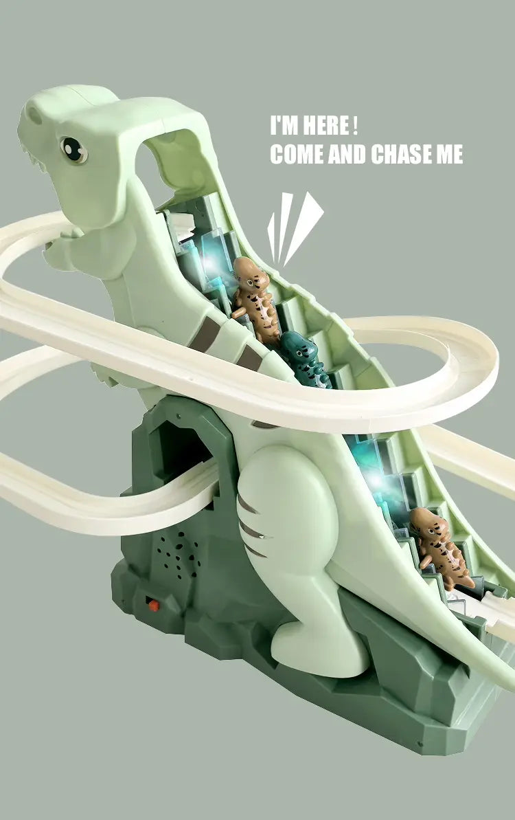 Dinosaur climbing slide music toy with 3 dinosaurs puzzle fun electric slide toy car Halloween boy and girl Christmas gift