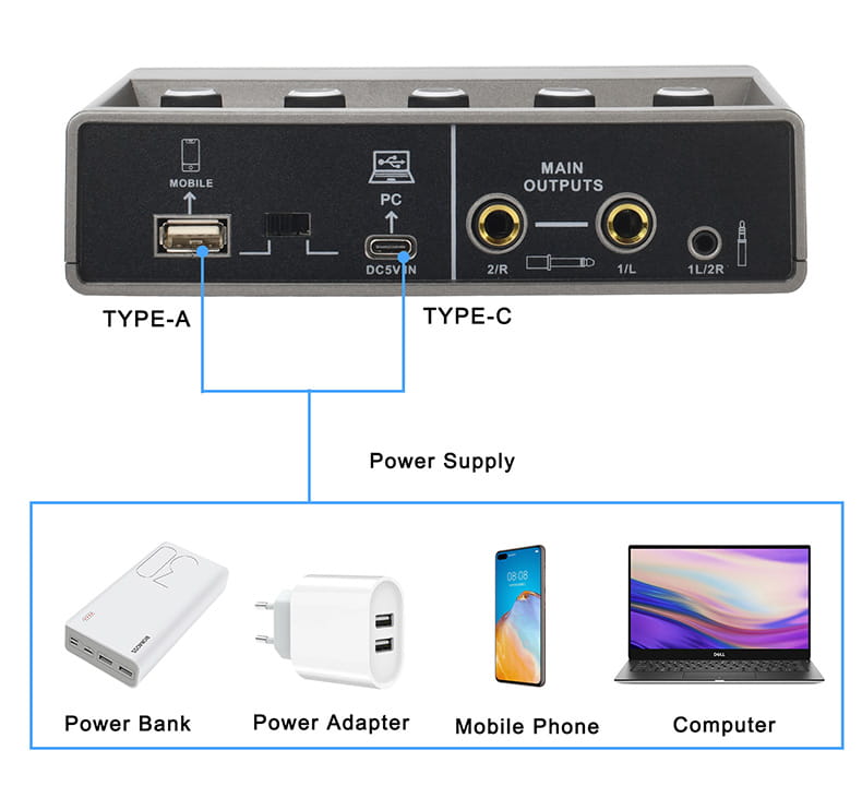 TEYUN Echo Effects 2 Input Audio Interface PC Studio Recording for Electric Guitar External Sound Card 48V Live Podcast Q-16