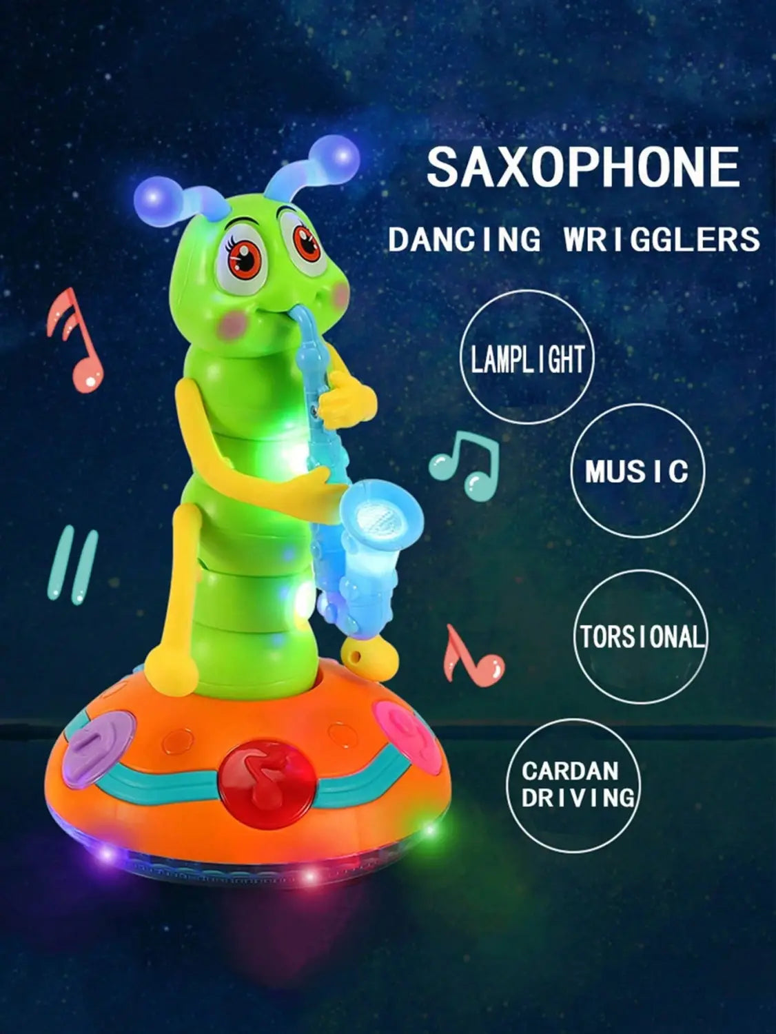 1pcs Children’s Electric Caterpillar Saxophone Toys,Dancing Saxophone Caterpillar,LED Light Caterpillar Saxophone Toy Wriggle Ca