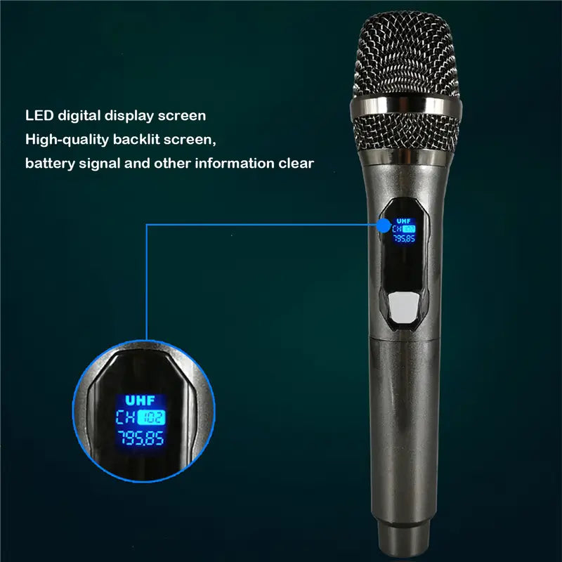 Wireless Microphone For Karaoke Party Home Meeting Church School Show With Rechargeable Lithium Battery Receiver