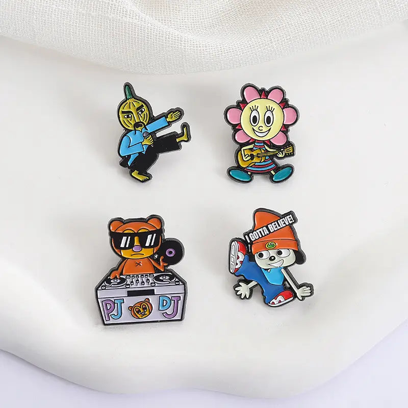 Music Rhythm Game Badge Enamel Pins I Gotta Believe! Parappa and PJ Berri Game Role Brooch Lapel Badge Funny Jewelry Accessories