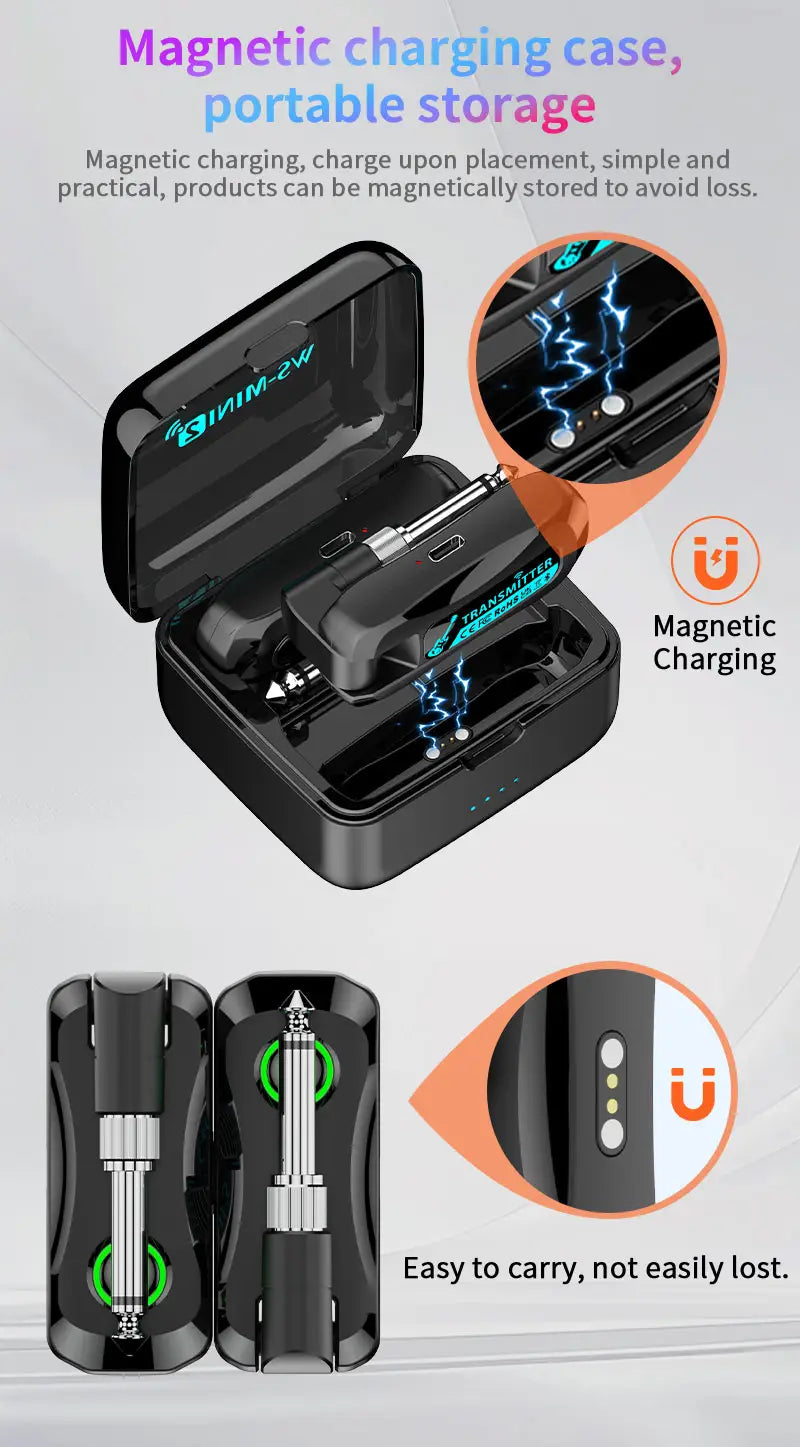 2.4GHz Mini Wireless Guitar System Rechargeable Audio Wireless Guitar Transmitter Receiver for Guitar Bass Electric Instruments