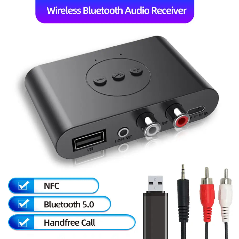 Bluetooth 5.6 Audio Receiver 3.5mm AUX RCA USB U-Disk Stereo Music Wireless Audio Adapter For PC TV Car Kit Speaker Amplifier