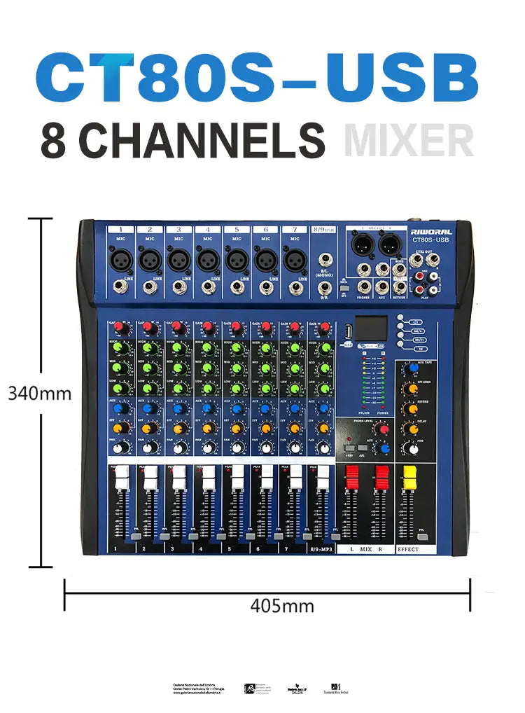 CT60S 6 Channels Professional Studio Audio Mixer USB DJ Sound Mixing Console 48V Phantom Powers