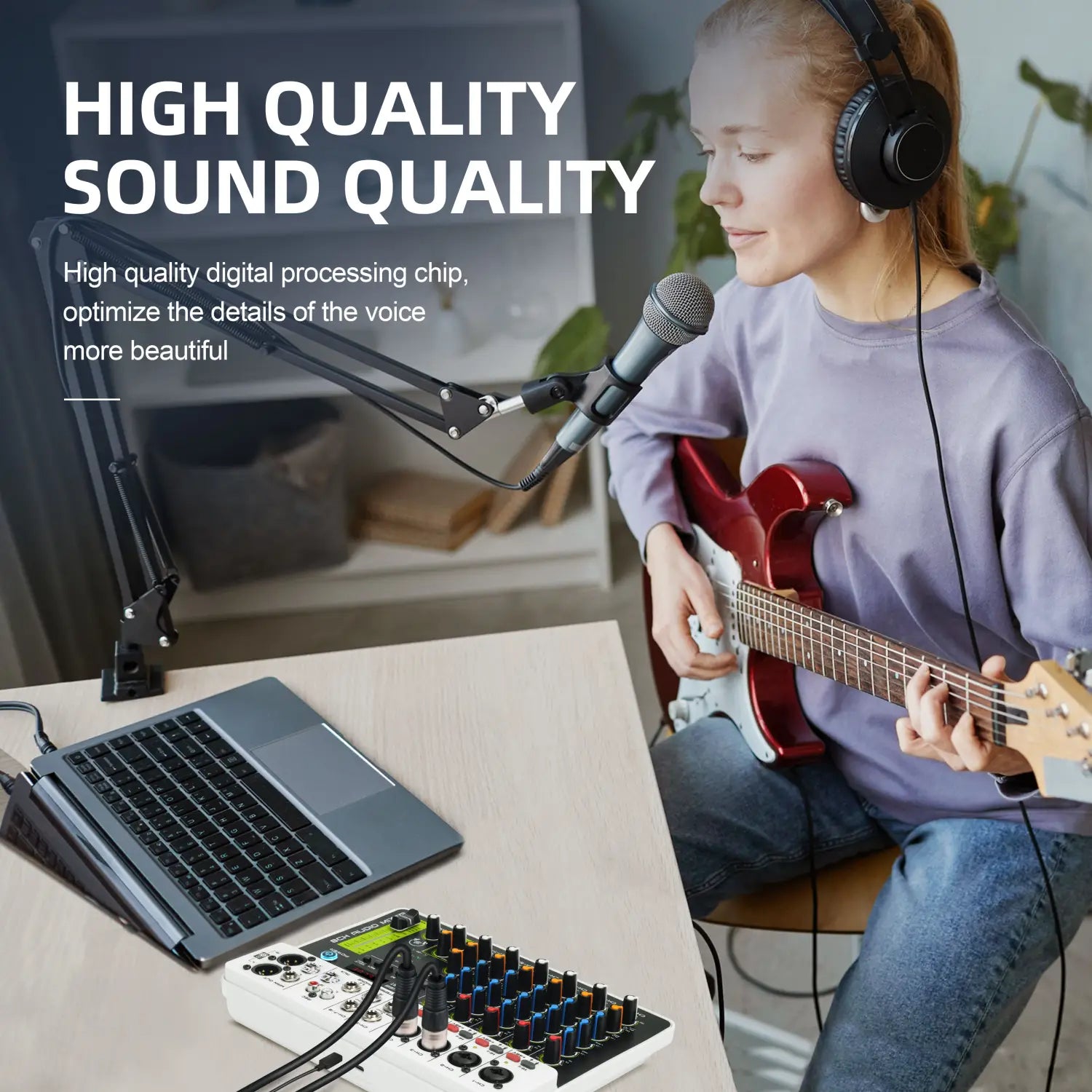 4/8 Channel Audio Mixer DJ Controller Sound Mixing Console With Bluetooth Phantom Power Delay Repaeat Effect For PC Recording