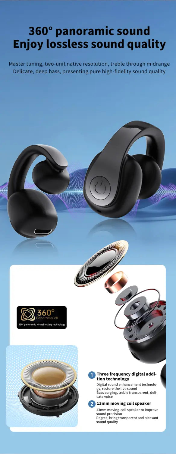Bluetooth5.4 Single Wireless Earphone Ear-Clip Business Headphone HIFI Stereo TWS Music Headset Sports Earbuds For Xiaomi iphone