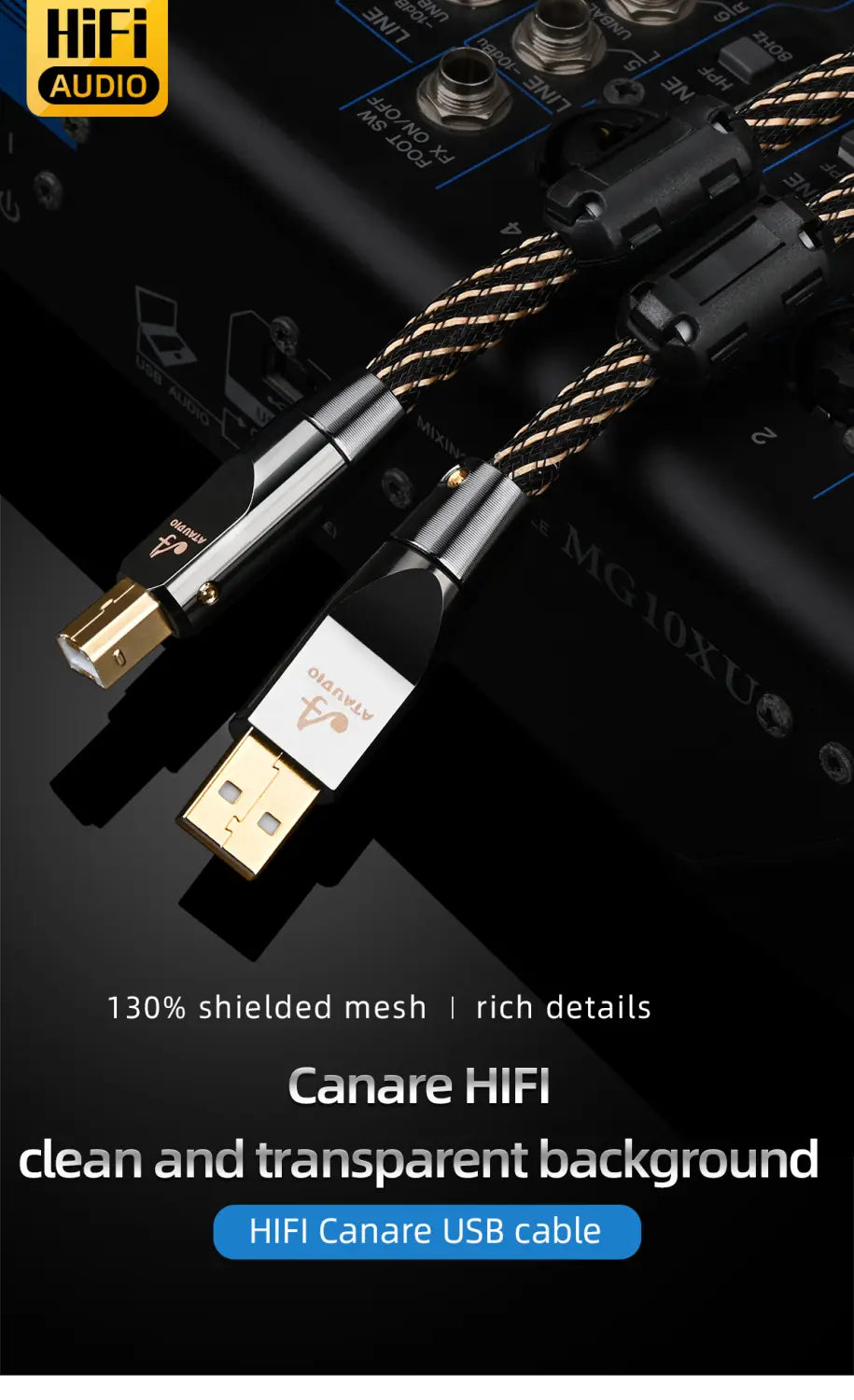Canare HiFi USB OTG Cable 6N OFC Type C to Type B USB Cable Type A to B Audio Cable for Decoder DAC Sound Card
